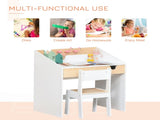 Kids Desk and Chair Set 2 Pieces Children Study Table with Storage Pull-Out Drawer Bookshelf for 3-6 T3398P421977