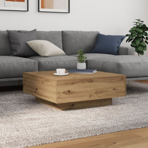 ZNTS Coffee Table with LED Lights Artisan Oak 80x80x31 cm 863001