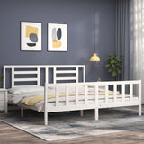 Bed Frame without Mattress White Super King Size Solid Wood Pine 3192897