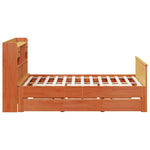 ZNTS Bookcase Bed without Mattress Wax Brown 200x200cm Solid Wood Pine 3308911