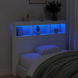 Headboard Cabinet with LED White 120x17x102 cm 839189