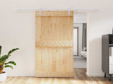 Sliding Door Natural and White 90 x 210 cm Solid Pine Wood 3444954