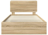 Bed Frame with Headboard Sonoma Oak 90 x 200 cm Solid Pine Wood 3412535