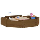 Sandbox with Seats Honey Brown Octagon Solid Wood Pine 825012