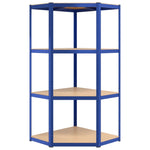 4-Layer Corner Shelf Blue Steel&Engineered Wood 152852