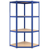 4-Layer Corner Shelf Blue Steel&Engineered Wood 152852