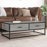 Coffee Table Grey Sonoma 100x50x35 cm Engineered Wood and Metal 848782