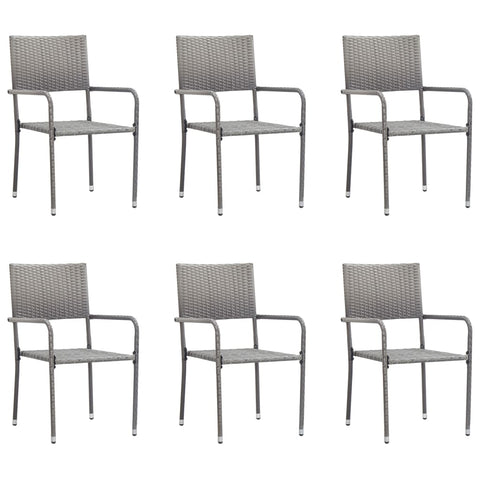 ZNTS Garden Dining Chairs 6 pcs Stackable Grey Poly Rattan 318703