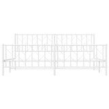 Metal Bed Frame without Mattress with Footboard White 193x203cm 374510