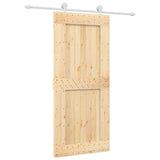 Sliding Door Natural and White 90 x 210 cm Solid Pine Wood 3445015