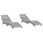 Sun Loungers 2 pcs Grey 184x55x64 cm Solid Wood Acacia 3155468