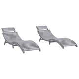 Sun Loungers 2 pcs Grey 184x55x64 cm Solid Wood Acacia 3155468