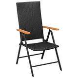 Dining Set Black and Brown PE Rattan, WPC, Steel, Glass Standard 3060088