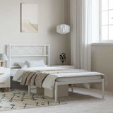 Metal Bed Frame without Mattress with Headboard White 100x200cm 372321