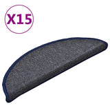 Stair mats 15 pcs 56 x 17 x 3 cm Non-Slip Dark Grey and Blue 322364