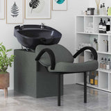 Shampoo Chair Dark Grey and Black 63 x 141 x 92 cm Fabric 42009074