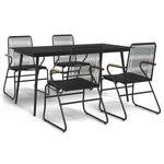 ZNTS 5 Piece Garden Dining Set Black PVC Rattan 3060269