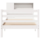 ZNTS Bookcase Bed without Mattress White 100x200 cm Solid Wood Pine 3322220