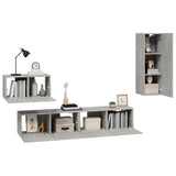 4 Piece TV Cabinet Set Concrete Grey Engineered Wood 3114337