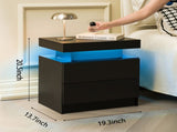 Nightstand LED Bedside Table Cabinet Lights Modern End Side with 2 Drawers for Bedroom T3272P287611