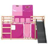 Bunk Bed without Mattress with Slide and Curtains Pink 90x190 cm Single 3284154