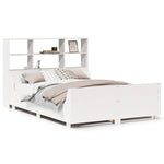 ZNTS Bookcase Bed without Mattress White 150x200 cm King Size Solid Wood 3323804