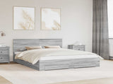 Bed Frame with Drawer Grey Sonoma 160 x 200 cm Engineered Wood 3410875