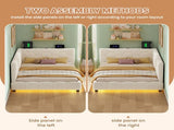 3ft Single Boucle Bed Frame Smart RGB LED Lights & Charging Station, Hexagon Tufted Headboard N652P500087W