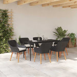 Garden Dining Set with Cushion 7 pcs Black Poly Rattan 3261667