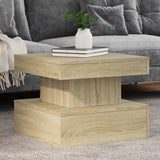 Coffee Table with LED Lights Sonoma Oak 50x50x40 cm 839842