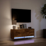 TV Wall Cabinet with LED Lights Smoked Oak 100x31x35 cm 852366