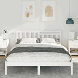 Bed Frame with Headboard White 140 x 200 cm Solid Pine Wood 872231
