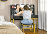 Dressing Table Set, with Storage and Stool - Black T3398P378117