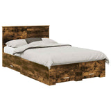 Bed Frame with Drawer Smoked Oak 135 x 190 cm Engineered Wood 3408276