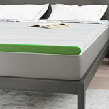 Mattress Topper White and Green 180 x 200 x 6 cm Jaquard Fabric 4106152