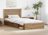 Bed Frame Artisian Oak 90 x 190 cm Solid Pine Wood 3410135