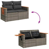 6 Piece Garden Sofa Set with Cushions Grey Poly Rattan Acacia 3327553