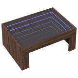 Coffee Table with Infinity LED Brown Oak 70x50x30 cm 847615