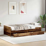 Bed Frame with Drawer Old Wood 90 x 200 cm Solid Pine Wood 3403204