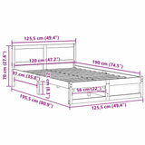 Bed Frame with Headboard White 120 x 190 cm Solid Pine Wood 873284