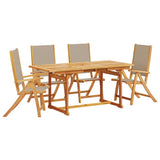 ZNTS 5 Piece Garden Dining Set Solid Wood Acacia and Textilene 3279324