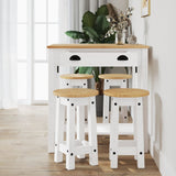 5 Piece Bar Set White Solid Wood Pine 3217077