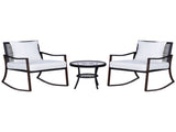 Rattan Bistro Set, 3 Pieces Wicker Garden Furniture Set with Rocking Chairs and Round Glass Top T3398P323999