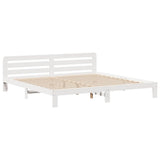 Bed Frame without Mattress White 200x200 cm Solid Wood Pine 3309858