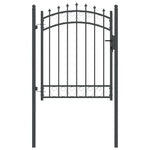 Fence Gate with Spikes Grey 150 x 100 cm Powder-coated steel 42008989