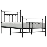 Bed Frame Black Powder-Coated Steel Single Metal Bed Frame 353546