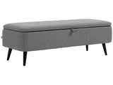 Storage Ottoman with Flip Top, Rectangular Upholstered Bench, Linen Feel Fabric Footstool with Steel T3398P328312