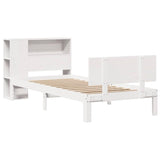 Bookcase Bed without Mattress White 75x190cm Small Single Solid Wood Pine 3322643