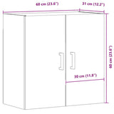Wall Cabinet Artisan Oak 60x31x60 cm Engineered Wood 857303
