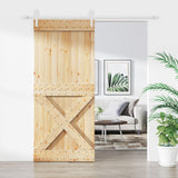 Sliding Door with Hardware Set 90x210 cm Solid Wood Pine 3203269